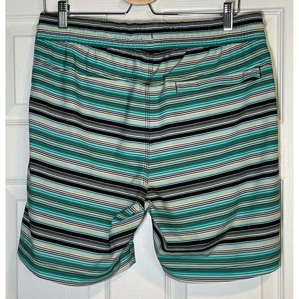 Billabong‎ Mens Striped Board Shorts Teal Green Black White Swim Trunks Large